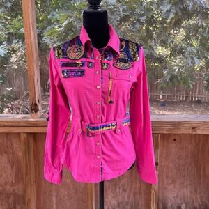 Coogi Womens' Y2K Vintage Bright Pink Western Style Top Size S
